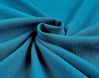 Teal Cotton Gauze Fabric 100% Cotton 48/50" inches Wide Crinkled Lightweight Sold by The Yard.