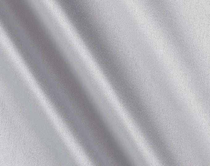 Silver 95 Percent  Polyester 5% Spandex, 58 Inches Wide Matte Stretch L'Amour Satin Fabric, Sold By The Yard.