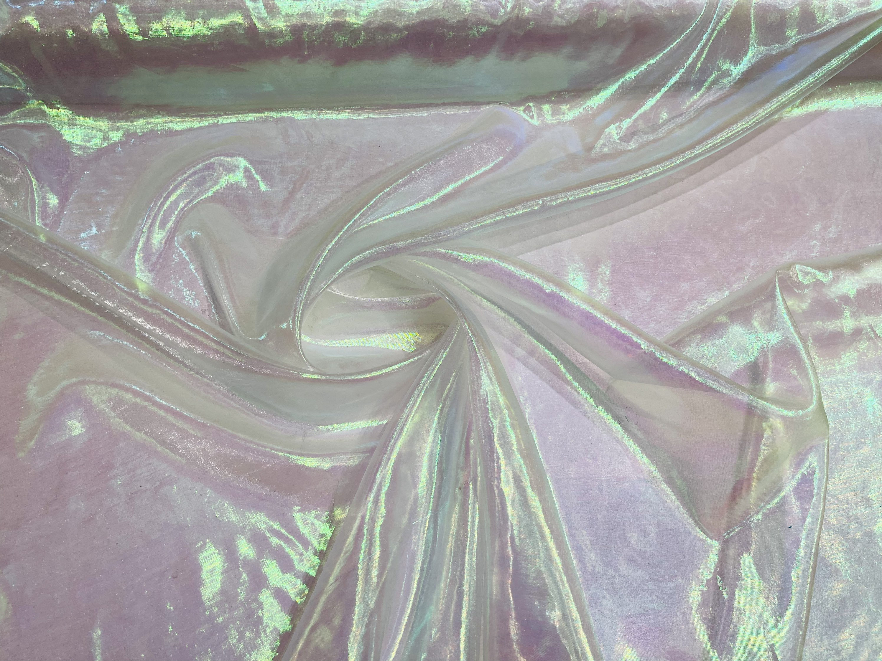 Iridescent Pearl Organza Fabric - Sheer Kelly Green Nylon 59/60 By The Yard