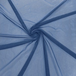 Coppen Blue 58/60&quot; Wide Solid Stretch Power Mesh Fabric Spandex/ Sheer See-Though/Sold By The Yard. New Colors