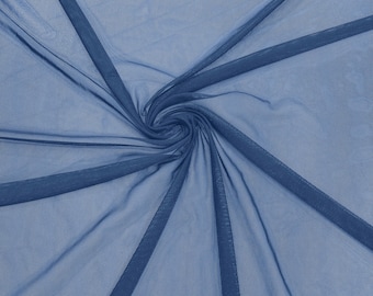 Coppen Blue 58/60" Wide Solid Stretch Power Mesh Fabric Spandex/ Sheer See-Though/Sold By The Yard. New Colors