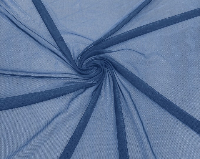 Coppen Blue 58/60" Wide Solid Stretch Power Mesh Fabric Spandex/ Sheer See-Though/Sold By The Yard. New Colors