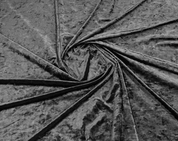 Black 60" Wide 90% Polyester 10 Percent Spandex Stretch Crushed Velvet Fabric for Sewing Apparel Costumes Craft, Sold By The Yard.