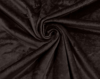 Chocolate Minky Smooth Soft Solid Plush Faux Fake Fur Fabric Polyester- Sold by the yard.