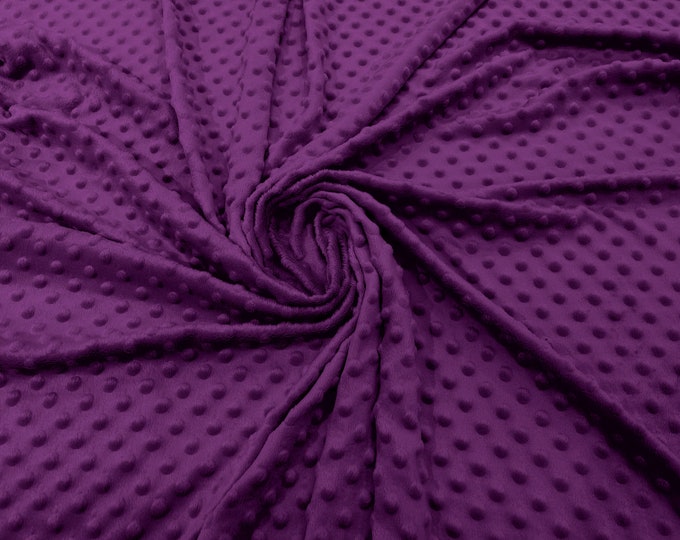 Magenta Polka Dot Minky Fabric By The Yard | Super Soft Minkee Fabric | 58’’ Wide | 2 Way Stretch Polka Dot Minky Fabric.