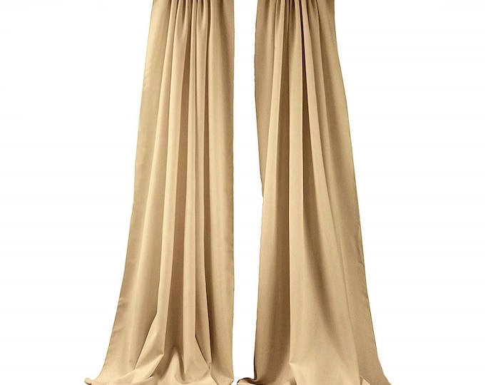 Khaki 2 Panels Backdrop Drape, All Sizes Available in Polyester Poplin, Party Supplies Curtains.
