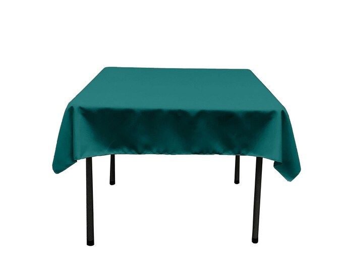 Light Teal Square Polyester Poplin Table Overlay - Diamond. Choose Size Below