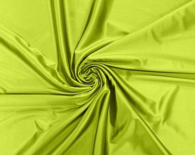 Lime Green Heavy Shiny Satin Stretch Spandex Fabric/58 Inches Wide/Prom/Wedding/Cosplays.