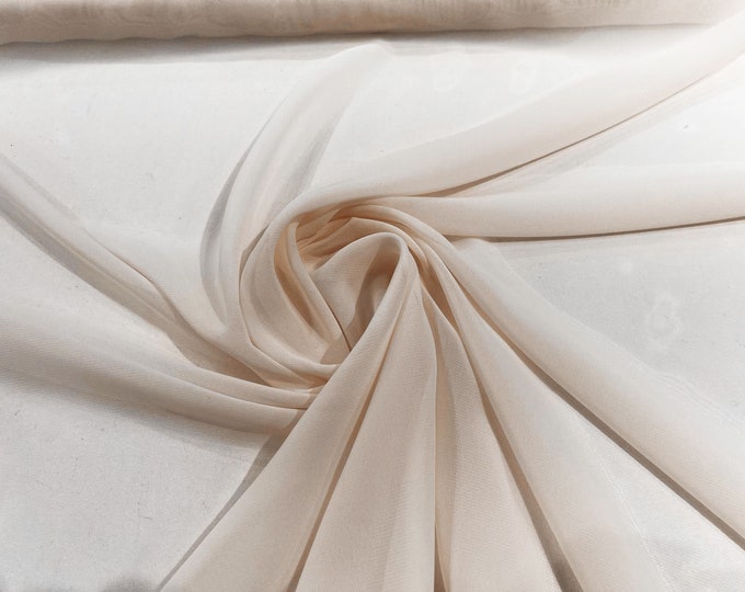 Peach 5 Yards 60" Wide Sheer Fabric Chiffon Fabric by The Yard Continuous Solid Color Draping Fabric for Wedding Party Easter Backdrop