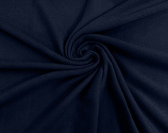 Navy Blue Solid Polar Fleece Fabric Anti-Pill 58" Wide Sold by The Yard.