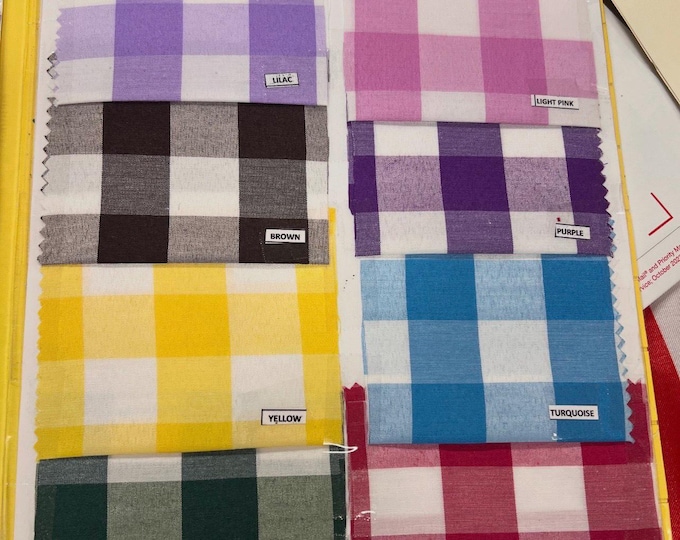Gingham 1 Inch Checkered Poly Cotton 58" Wide Fabric- Sold by the yard