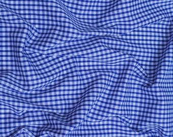 Royal Blue Gingham 1/8" Checkered Poly Cotton 58" Wide Fabric- Sold by the yard
