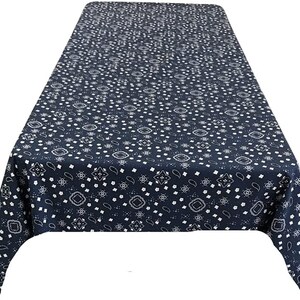 New Creations Fabric & Foam Inc, Bandanna Print Poly Cotton Tablecloth ( Navy , Choose Size Below
