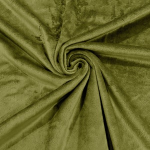 Olive Green Minky Smooth Soft Solid Plush Faux Fake Fur Fabric Polyester- Sold by the yard.