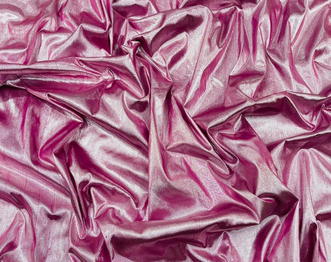 Fuchsia Metallic Polyester Dupioni Faux Silk Fabric | 55" Wide Wedding, Home Decor.