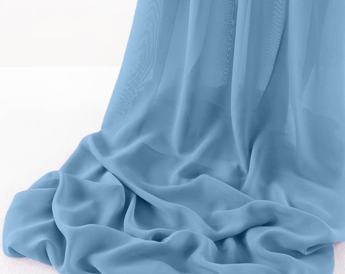 Sky Blue - Wool Dobby Chiffon Sheer Table Runner for Wedding, Decorations for Birthday Parties, Banquets, Engagements.