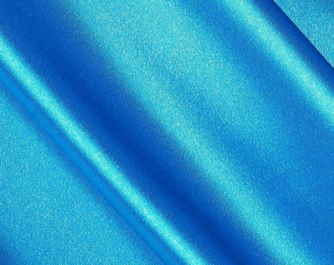 Turquoise Heavy Shiny Bridal Satin Fabric for Wedding Dress, 60" inches wide sold by The Yard.