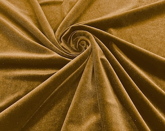 Dark Gold Stretch Velvet Fabric 58" Wide| Apparel Costumes, Sold By The Yard