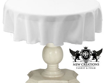 White Tablecloth Solid Dull Bridal Satin Overlay for Small Coffee Table Seamless.