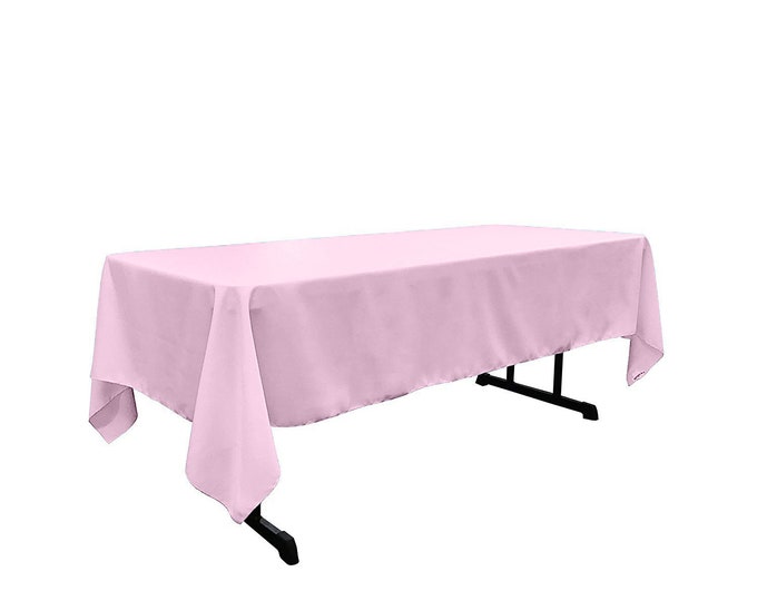 Pink - Rectangular Polyester Poplin Tablecloth / Party supply.
