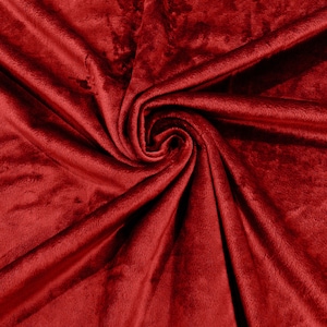Red Minky Smooth Soft Solid Plush Faux Fake Fur Fabric Polyester- Sold by the yard.
