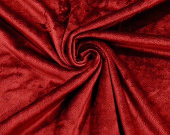Red Minky Smooth Soft Solid Plush Faux Fake Fur Fabric Polyester- Sold by the yard.