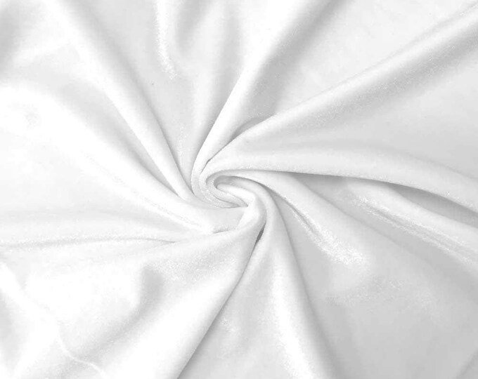 White 60" Wide 90% Polyester 10 percent Spandex Stretch Velvet Fabric for Sewing Apparel Costumes Craft, Sold By The Yard.