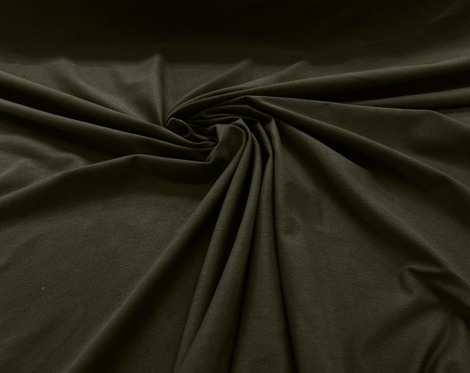 Olive Green 58/60" Wide  Cotton Jersey Spandex Knit Blend 95% Cotton 5 percent Spandex/Stretch Fabric/Costume