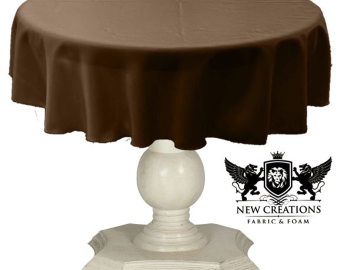 Brown Round Tablecloth Solid Dull Bridal Satin Overlay for Small Coffee Table Seamless.