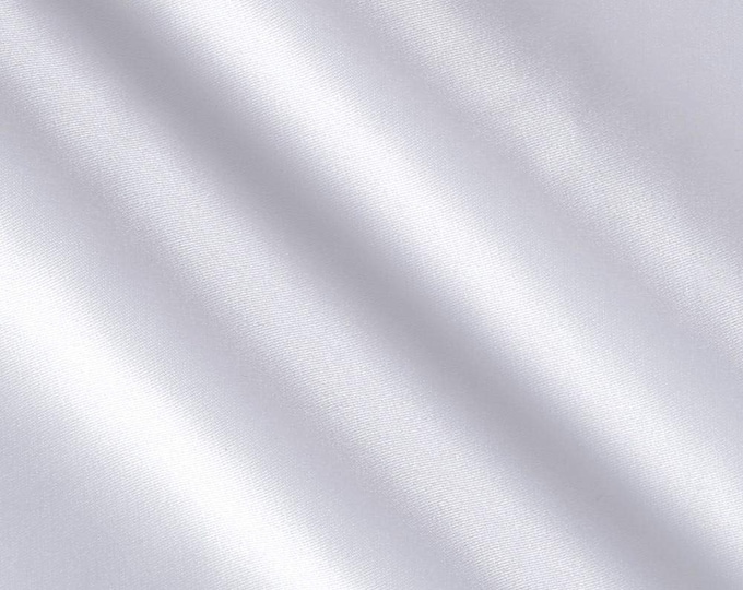 White 95 Percent  Polyester 5% Spandex, 58 Inches Wide Matte Stretch L'Amour Satin Fabric, Sold By The Yard.