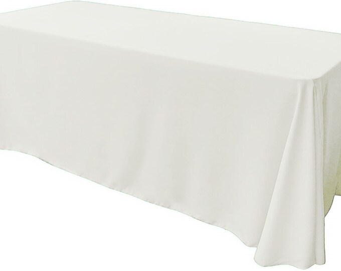 Ivory - Rectangular Polyester Poplin Tablecloth Floor Length / Party supply