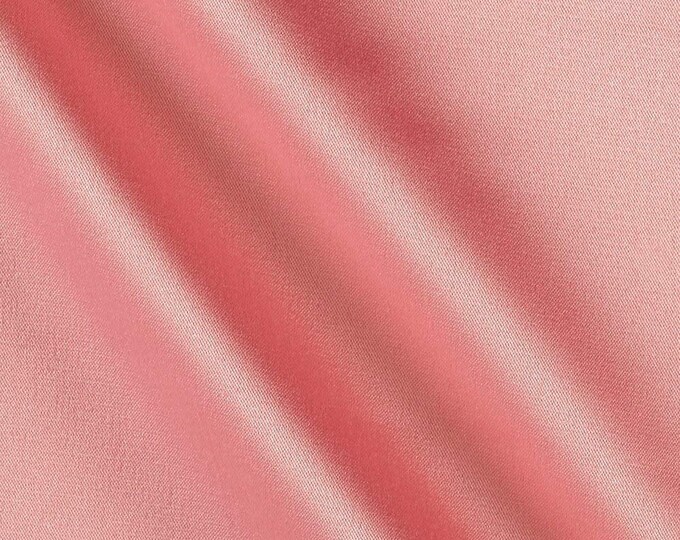 Coral 95 Percent  Polyester 5% Spandex, 58 Inches Wide Matte Stretch L'Amour Satin Fabric, Sold By The Yard.