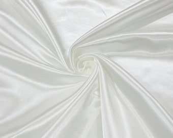Off White Heavy Shiny Polyester Bridal Satin Fabric 58" Wide | Bridesmaid Dresses| Wedding Fashion.