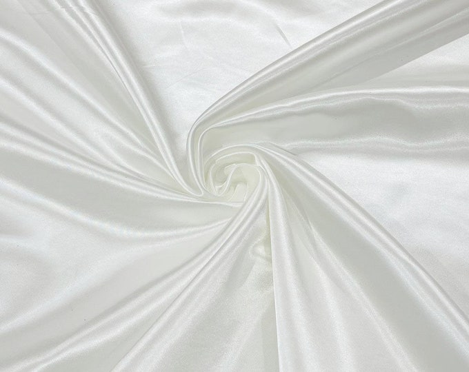 Off White Heavy Shiny Bridal Satin Fabric for Wedding Dress, 60" inches wide sold by The Yard. New Colors