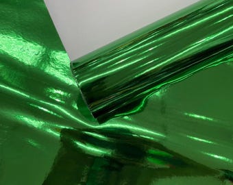 Kromspegelvinyltyg, lysande grönt reflekterande klädselmaterial 136 cm brett