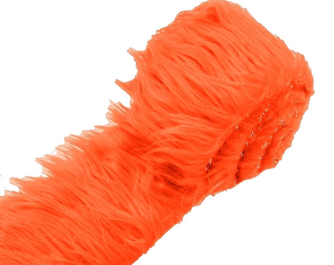 Orange Faux Fur Fabric Strip for Cosplay, Soft Shaggy Trim for Crafts