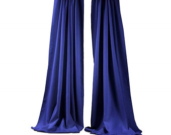 Royal Blue 2 Panels Backdrop Drape, All Sizes Available in Polyester Poplin, Party Supplies Curtains.