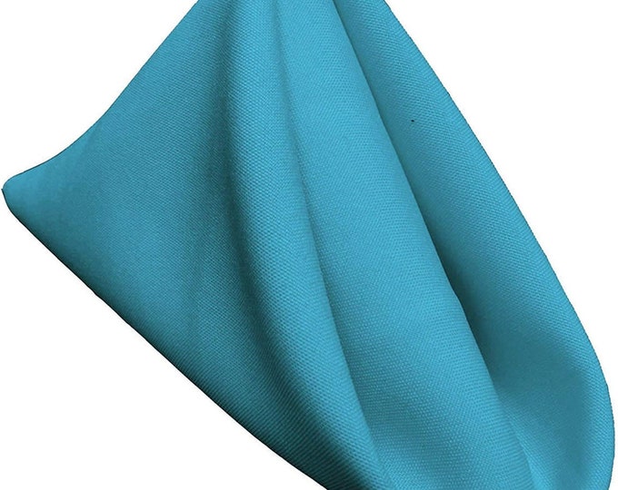 18 x 18 Inches Polyester Poplin Decorative Table Napkins, Party Supply - Pack of 12 - Turquoise