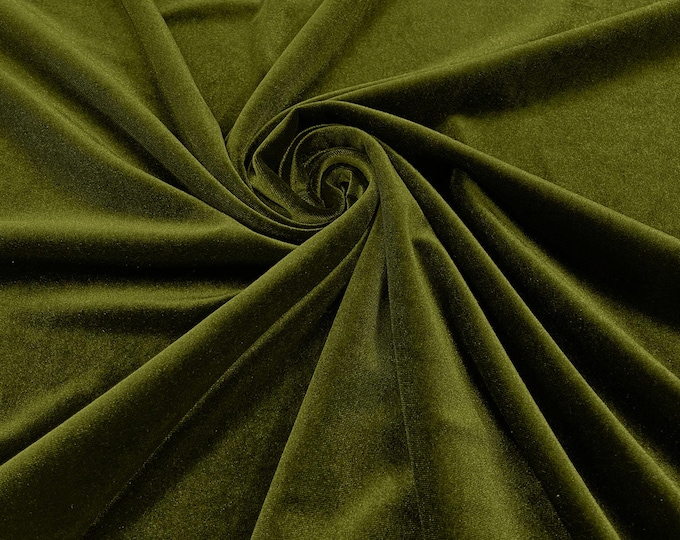 Dark Olive Stretch Velvet Fabric 58" Wide| Apparel Costumes, Sold By The Yard