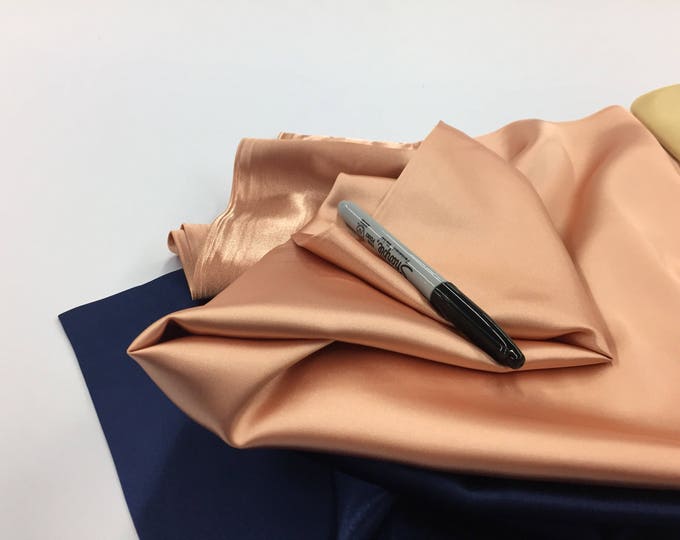 Salmon 58 inch 2 way stretch charmeuse satin- super soft silky satin-wedding-bridal-prom-nightgown-sold by the yard.