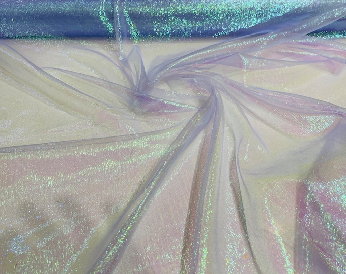 Lilac Iridescent Crush 40-45 Inches Wide 100% Polyester Soft Light Weight, Sheer, See Through iridescent Organza Fabric-Sold By The Yard.