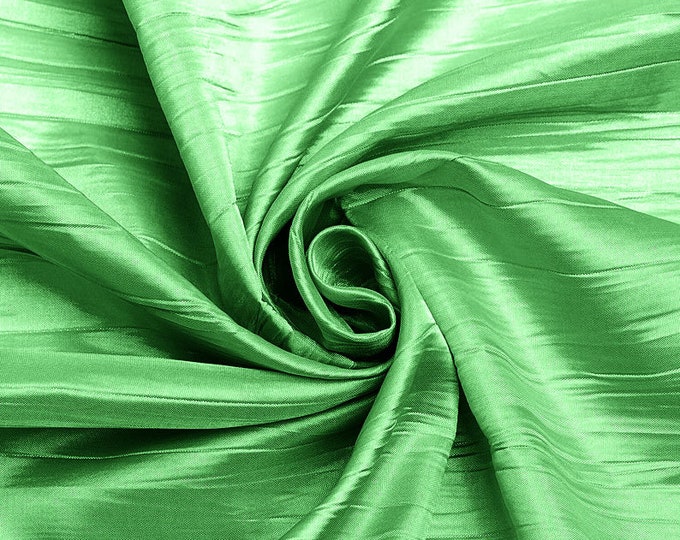 Pistachio - Crushed Taffeta Fabric - 54" Width - Creased Clothing Decorations Crafts - Sold By The Yard