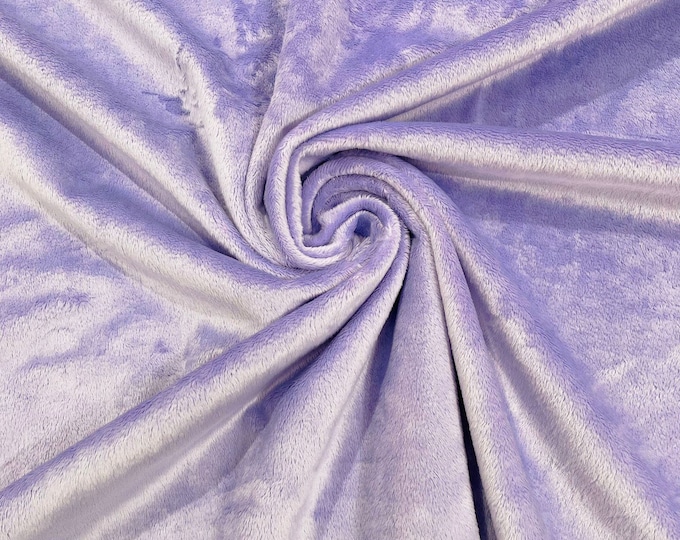 Lilac Minky Smooth Soft Solid Plush Faux Fake Fur Fabric Polyester- Sold by the yard.