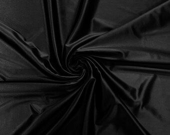 Black - Luxury Shiny Satin Stretch Spandex Fabric / Prom / Wedding / Cosplays.