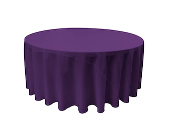 Light Purple - Solid Round Polyester Poplin Tablecloth With Seamless.