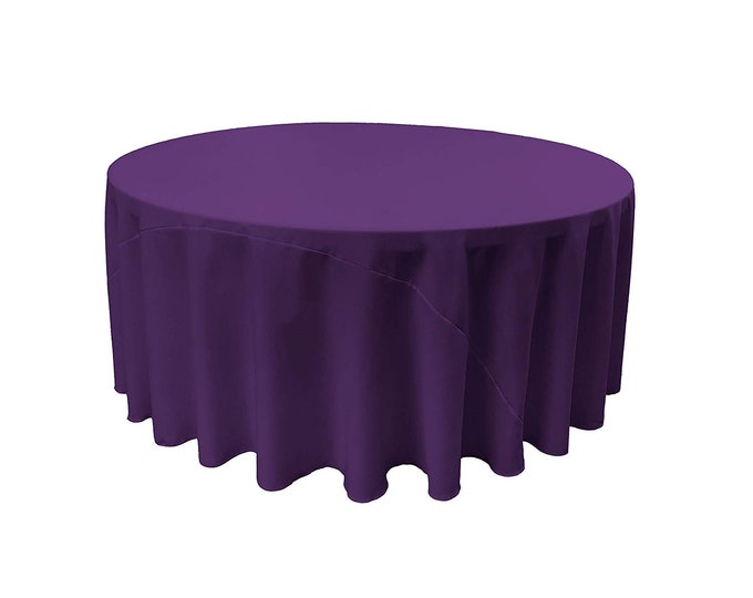 Light Purple - Solid Round Polyester Poplin Tablecloth With Seamless.