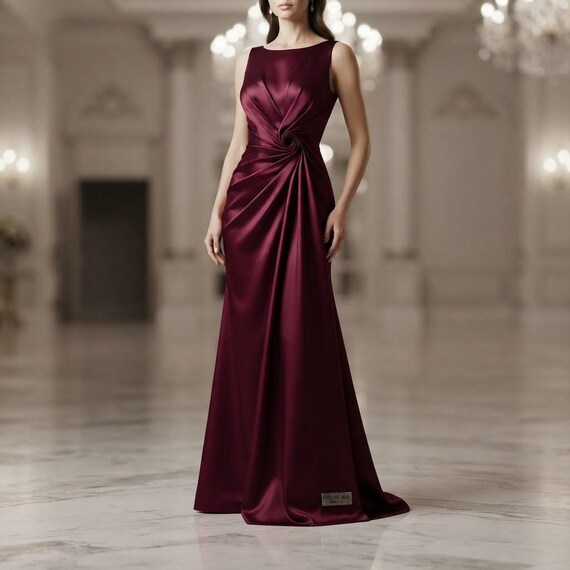 dark magenta formal dress Stretch Satin Fabric, Heavy Shiny Polyester Spandex, 58-Inch Wide Prom Material markdowns