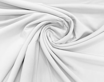 White 58" Wide ITY Fabric Polyester Knit Jersey 2 Way  Stretch Spandex Sold By The Yard.