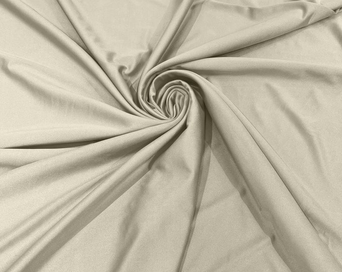 Ivory Shiny Milliskin Nylon Spandex Fabric 4 Way Stretch 58" Wide Sold by The Yard