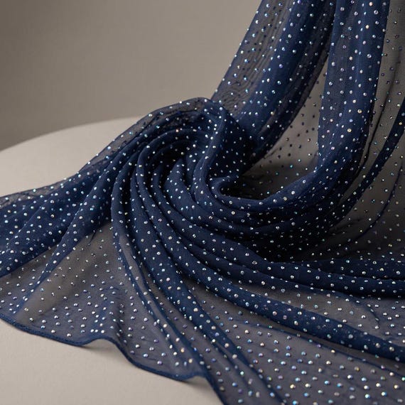 blue net fabric for dress Navy AB Rhinestone Mesh 60” Wide | Sheer Stretch Power Mesh by Yard | Sparkle Crystal Fabric Dancewear Light Blue Tulle Fabric Customize Dresses DRESS: Anna Molinari SPRING Color:Desert Clay Multi